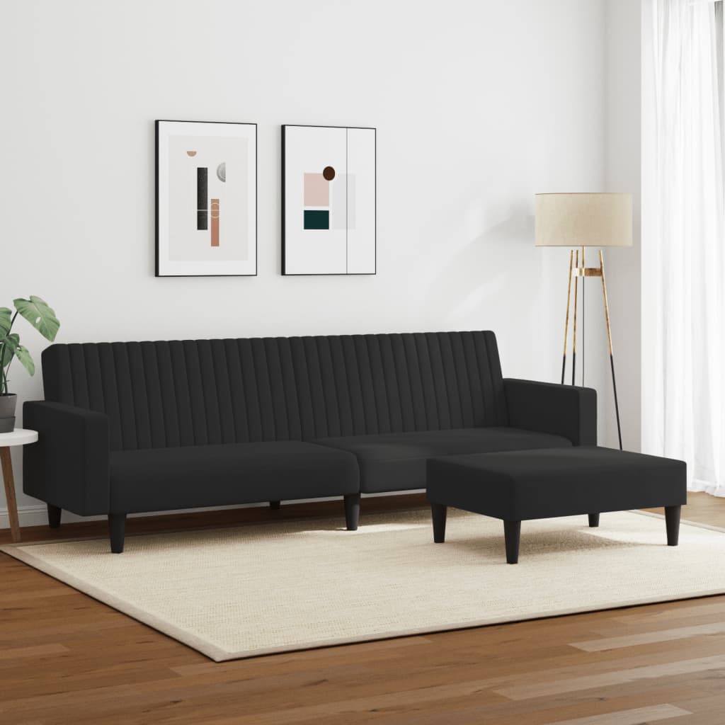2 bit soffa set svart sammet